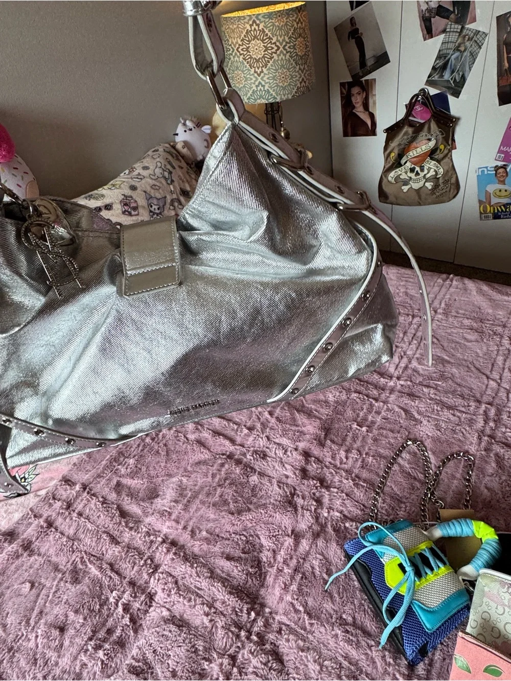 Silver Kids Shoulder Bag - Metallic Handbag for Kids